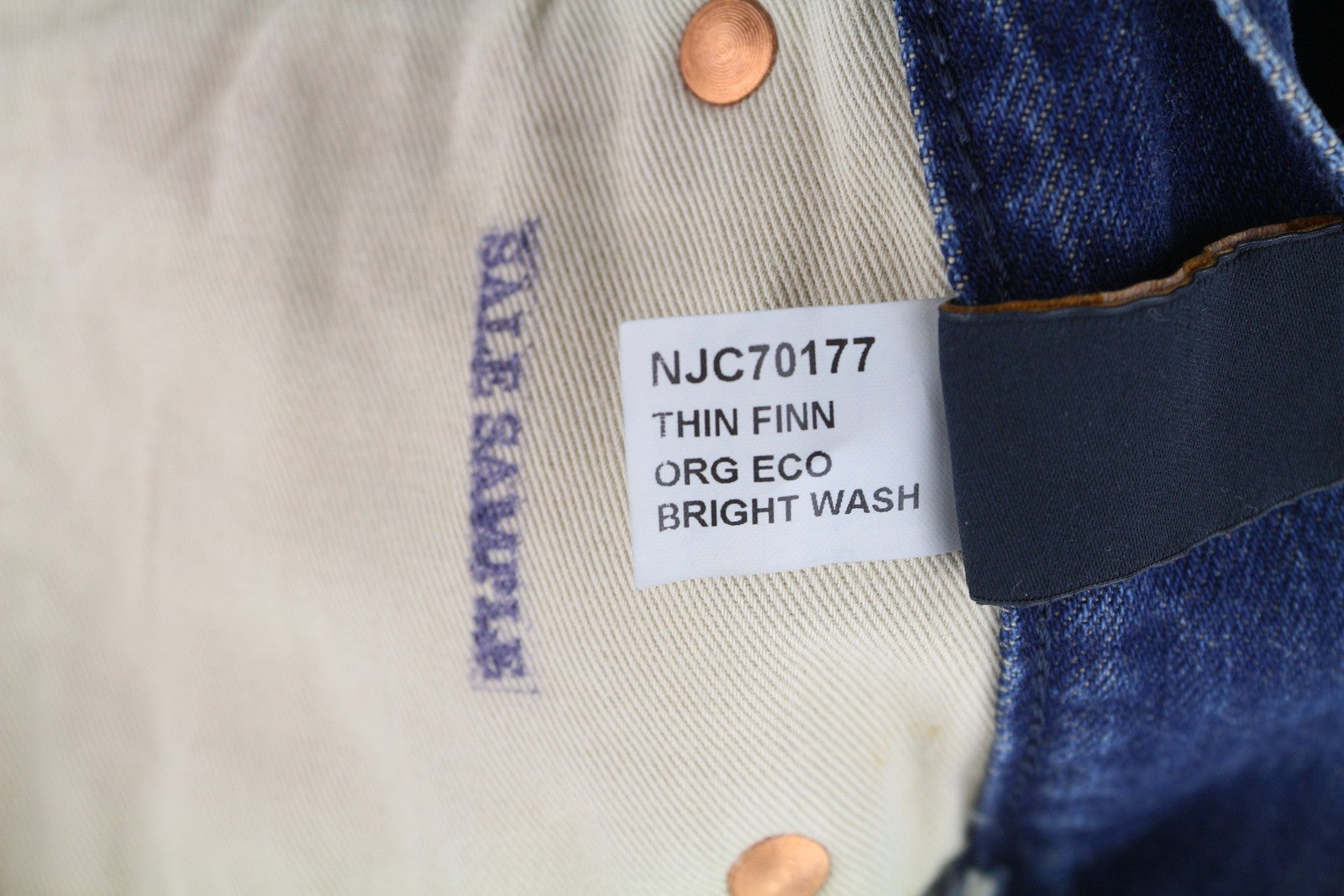 NUDIE JEANS Thin Finn Men Jeans W30/L34 Blue Faded Washed Slim Fit Organic Zip