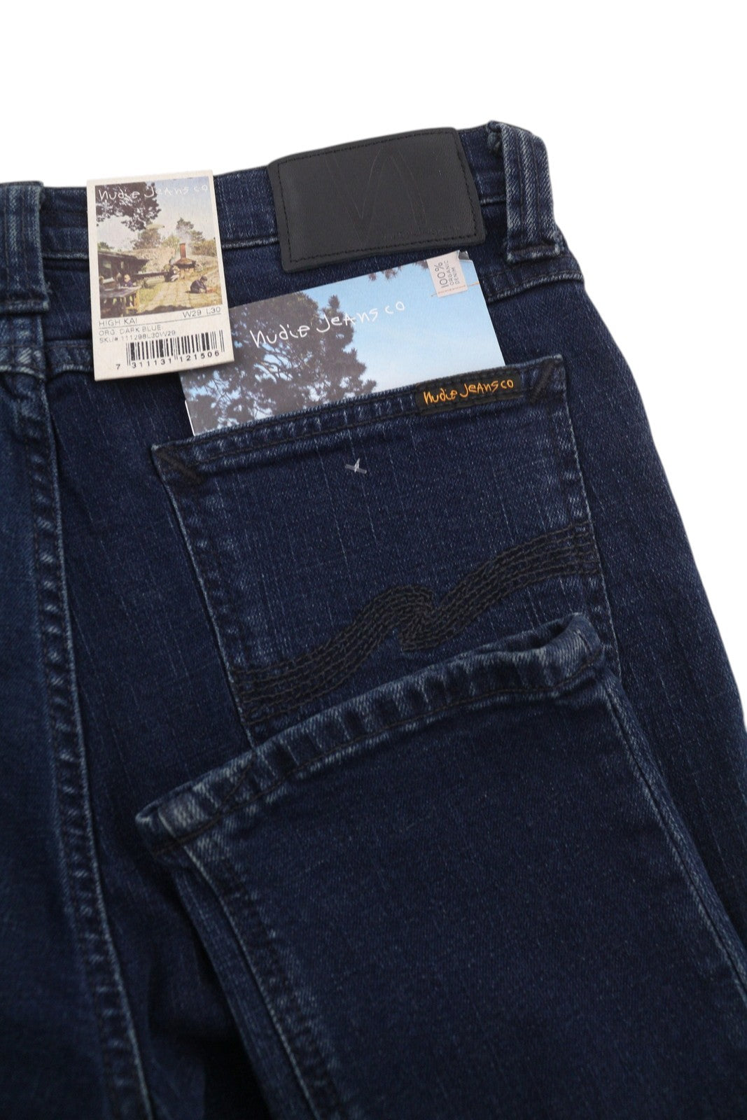 NUDIE JEANS High Kai Men Jeans W29/L30 Organic Dark Blue Zip Fly Skinny Fit