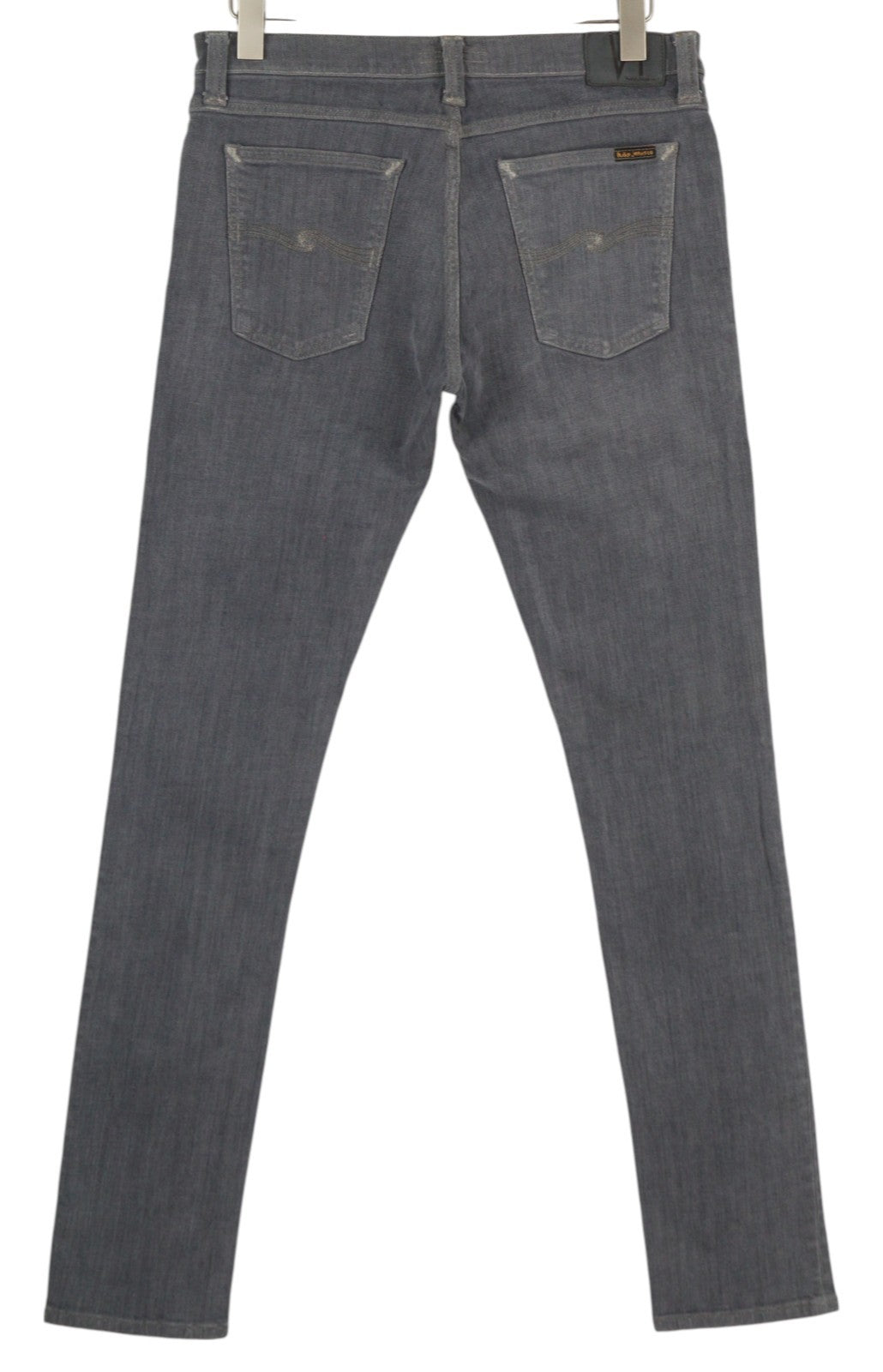 NUDIE JEANS Tight Long John Men Jeans W32/L34 Organic Charcoal Grey Faded Denim