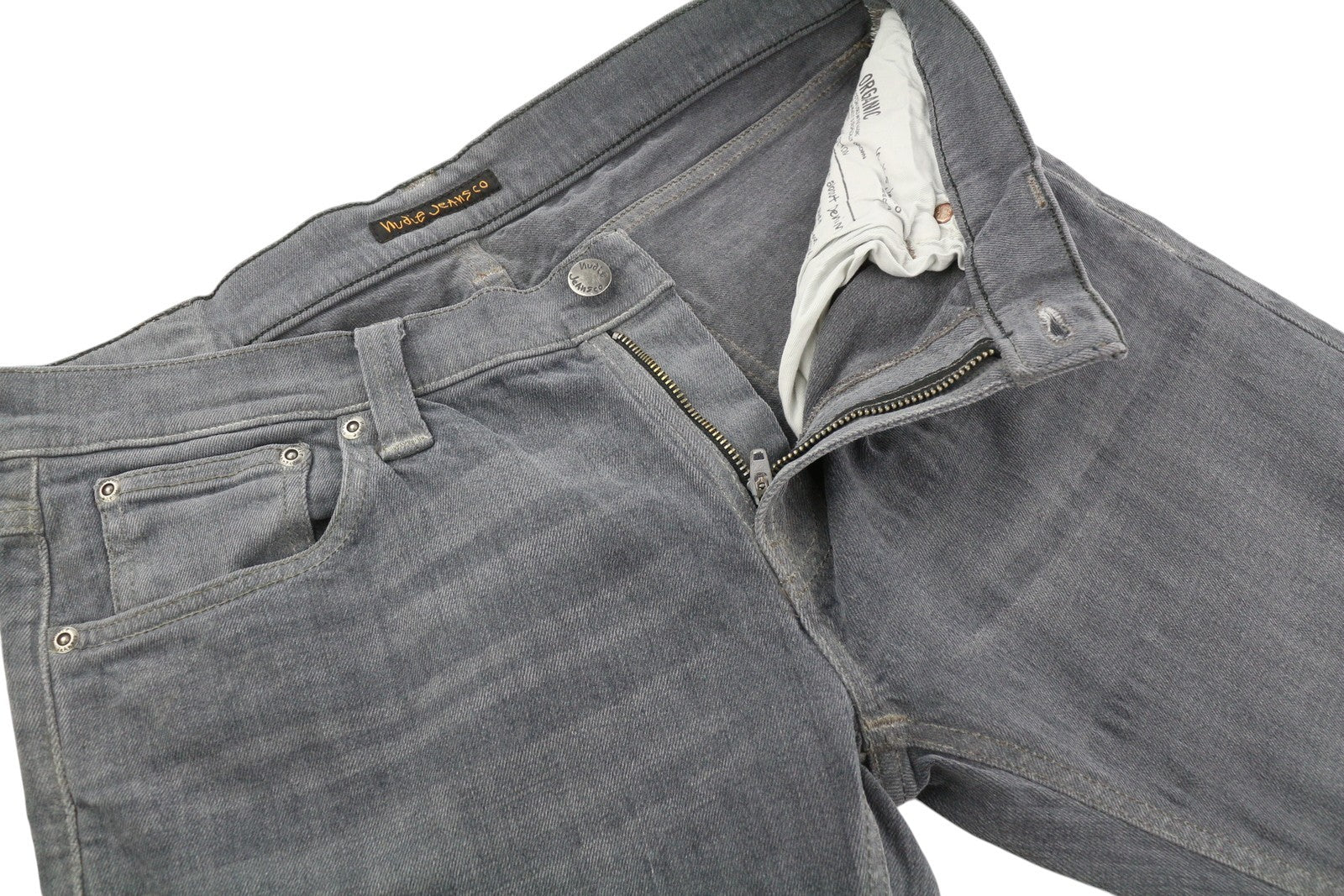 NUDIE JEANS Tight Long John Men Jeans W32/L34 Organic Charcoal Grey Faded Denim