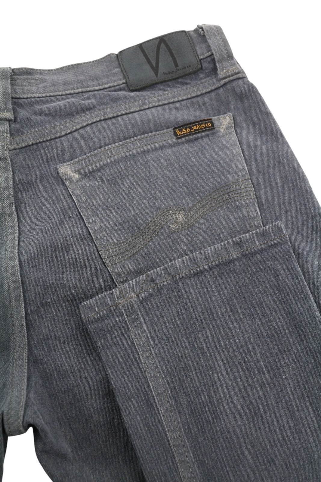 NUDIE JEANS Tight Long John Men Jeans W32/L34 Organic Charcoal Grey Faded Denim