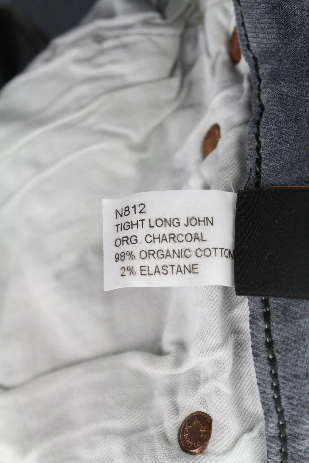 NUDIE JEANS Tight Long John Men Jeans W32/L34 Organic Charcoal Grey Faded Denim