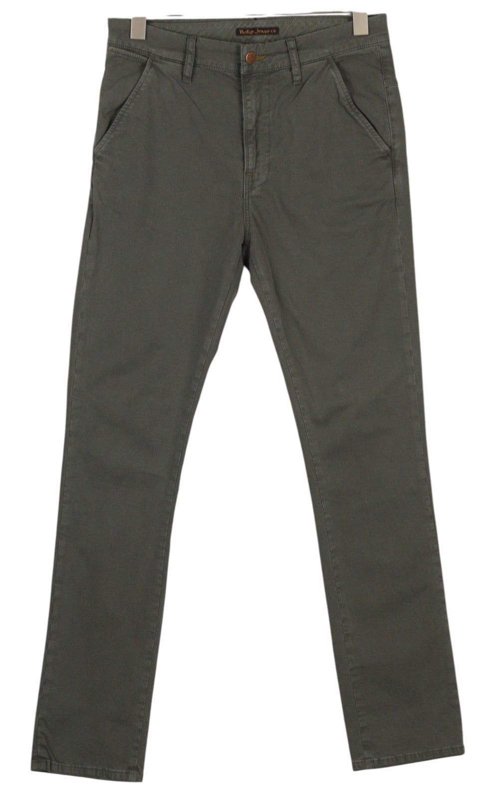 NUDIE JEANS Khaki Slim Men Trousers W30/L32 Paloma Dust Organic Zip Fly Chino