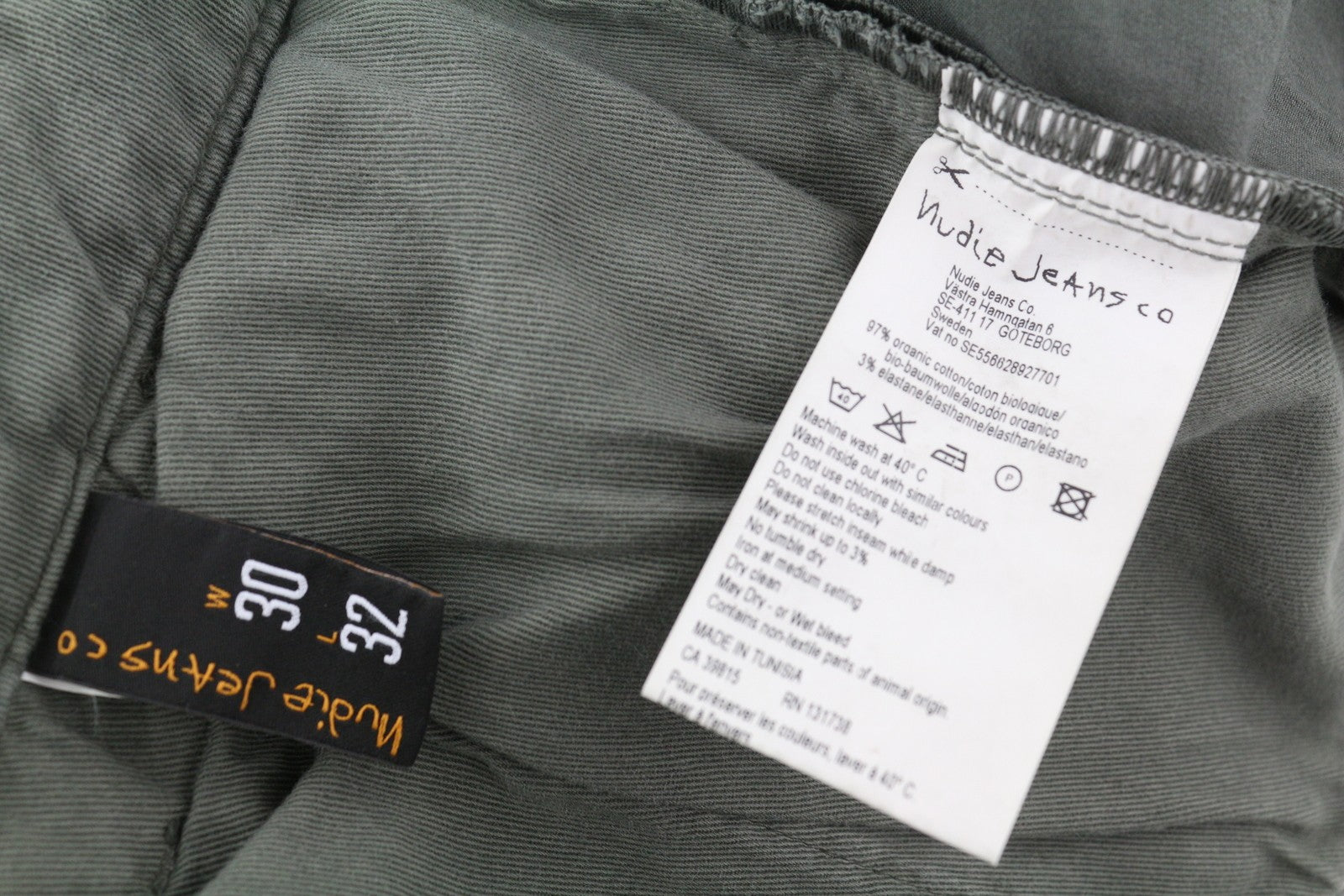 NUDIE JEANS Khaki Slim Men Trousers W30/L32 Paloma Dust Organic Zip Fly Chino