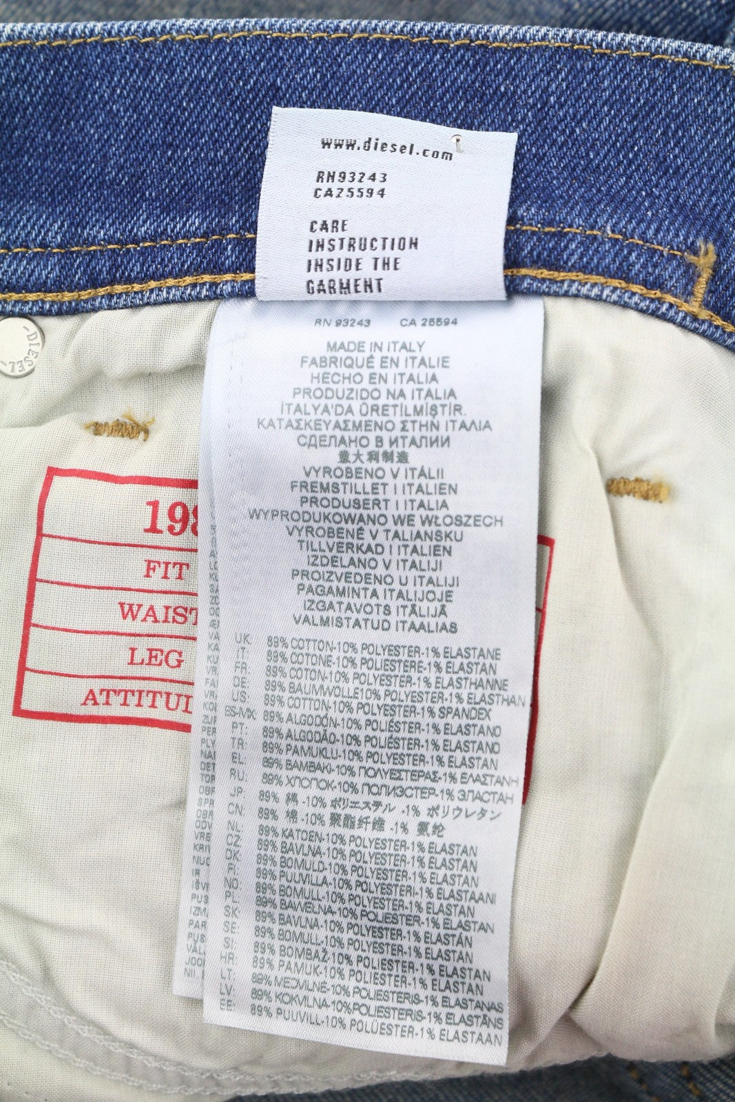 DIESEL 1983 09D82 Men Jeans W31/L34 Blue Faded Zip Fly Skinny Leg High Waist