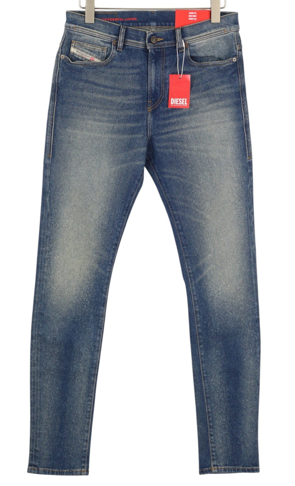 DIESEL 1983 09D82 Men Jeans W31/L32 Blue Faded Zip Fly Skinny Fit High Waist