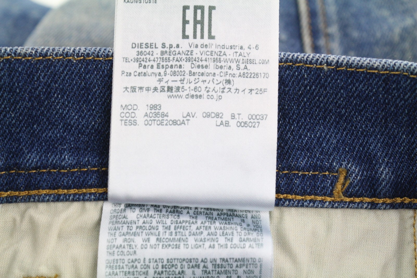 DIESEL 1983 09D82 Men Jeans W31/L32 Blue Faded Zip Fly Skinny Fit High Waist