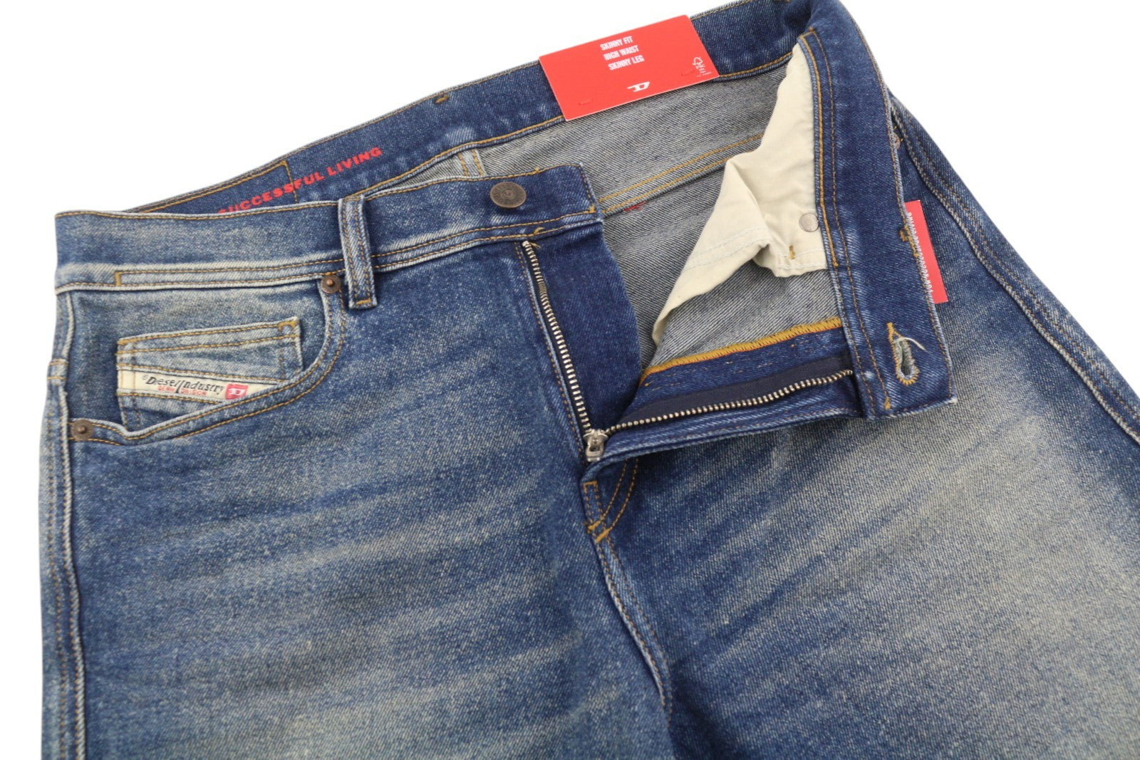 DIESEL 1983 09D82 Men Jeans W31/L32 Blue Faded Zip Fly Skinny Fit High Waist