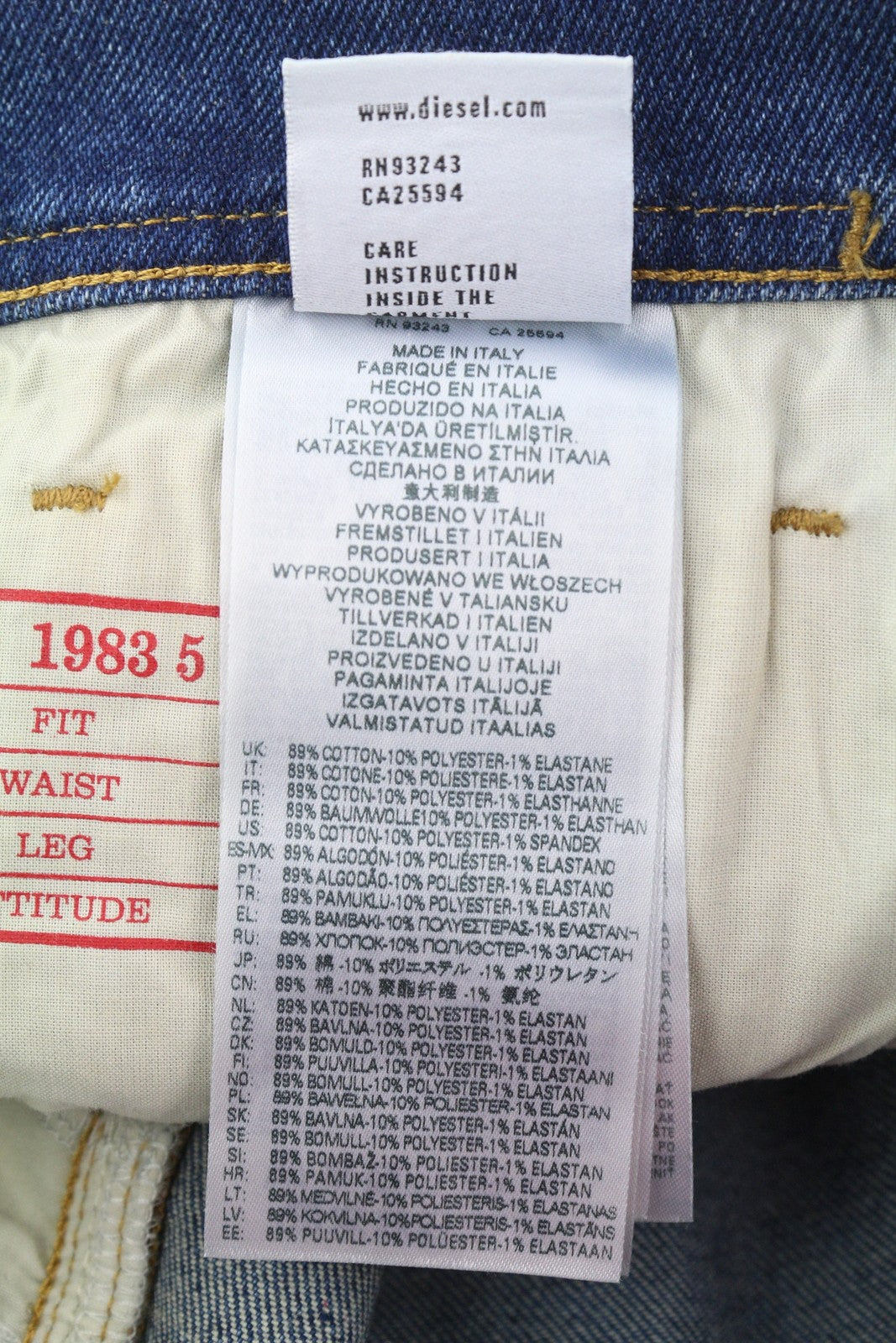 DIESEL 1983 09D82 Men Jeans W31/L32 Blue Faded Zip Fly Skinny Fit High Waist