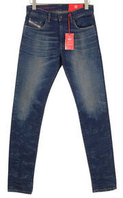 DIESEL 2019 D-Strukt 09C73 Men Jeans W30/L34 Blue Faded Washed Slim Fit Zip