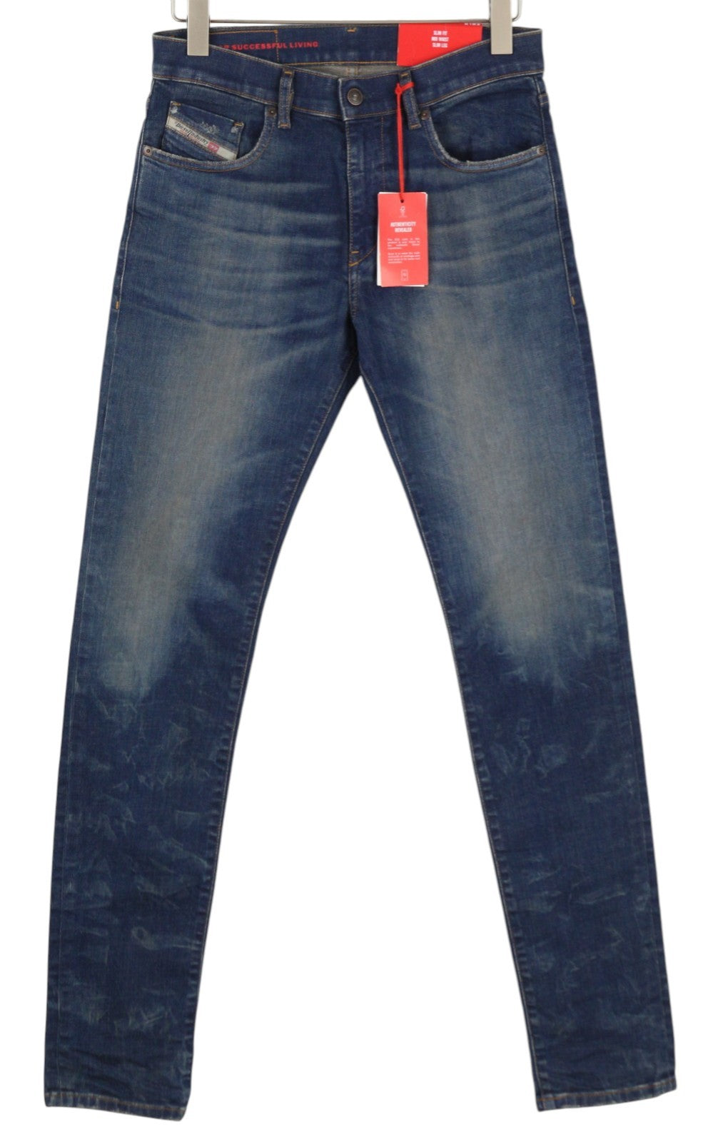 DIESEL 2019 D-Strukt 09C73 Men Jeans W30/L34 Blue Faded Washed Slim Fit Zip