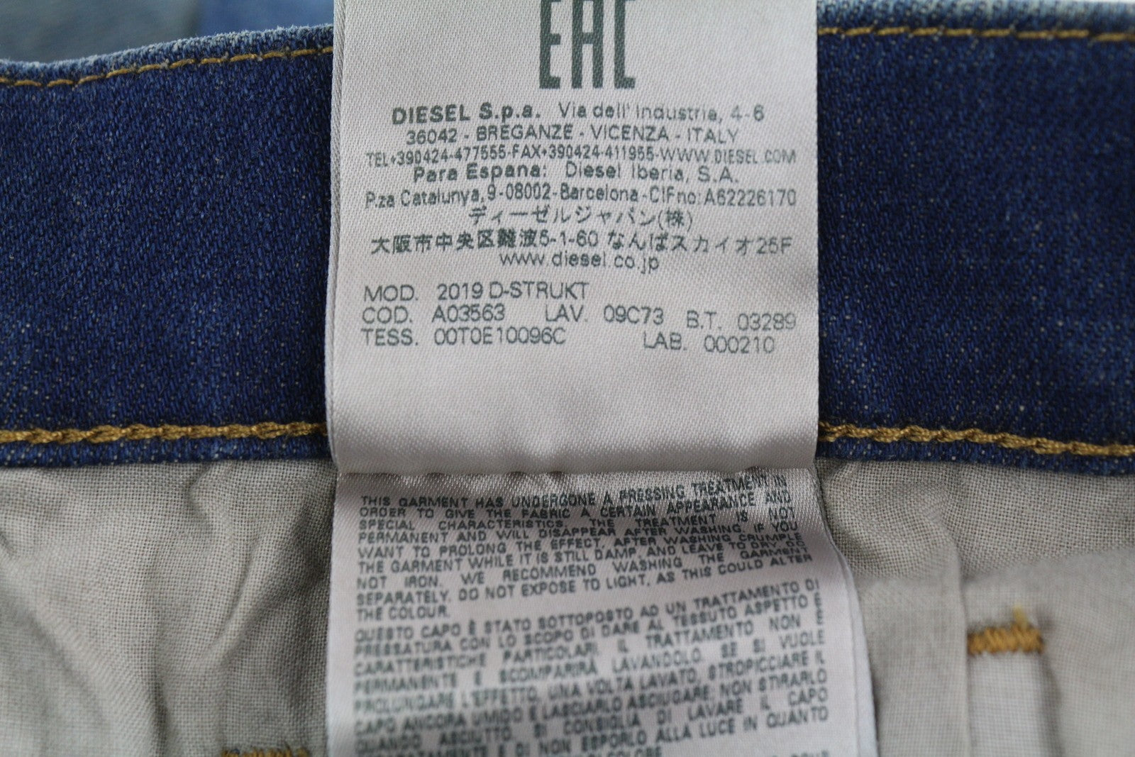 DIESEL 2019 D-Strukt 09C73 Men Jeans W30/L34 Blue Faded Washed Slim Fit Zip