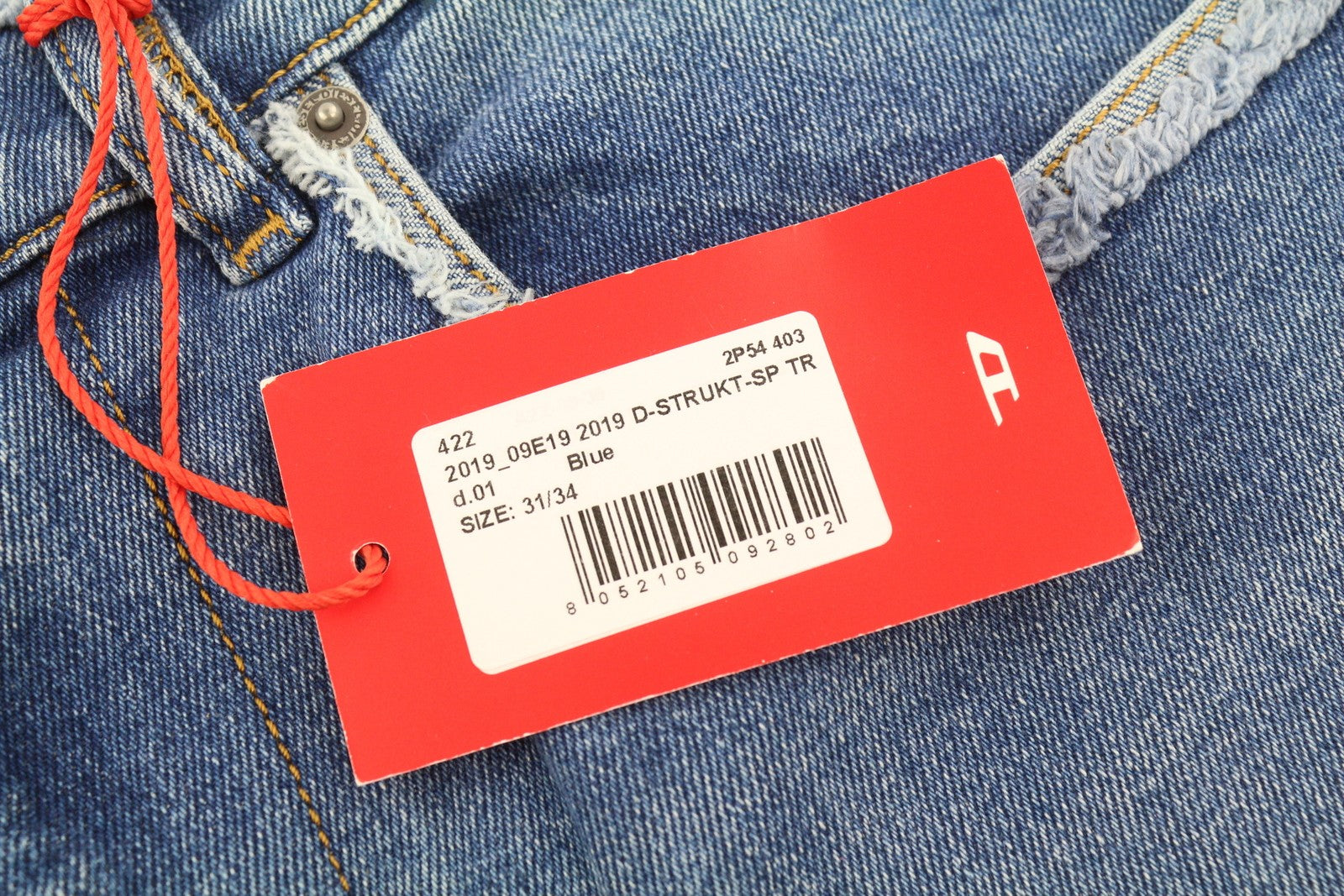 DIESEL 2019 D-Strukt-Sp 09E19 Men Jeans W31/L34 Blue Faded Washed Slim Leg Zip