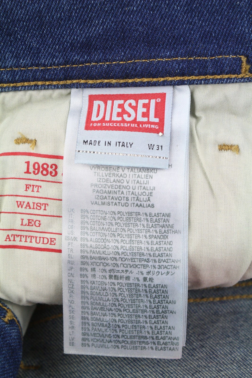 DIESEL 1983 09D82 Men Jeans W31/L30 Blue Faded Zip Fly Skinny Fit High Waist