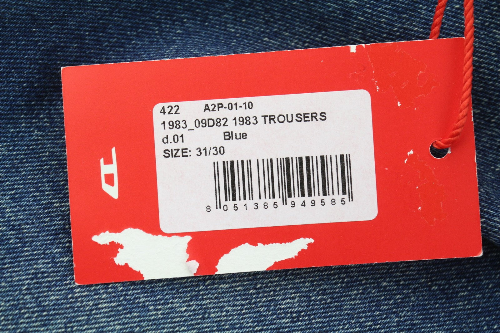 DIESEL 1983 09D82 Men Jeans W31/L30 Blue Faded Zip Fly Skinny Fit High Waist