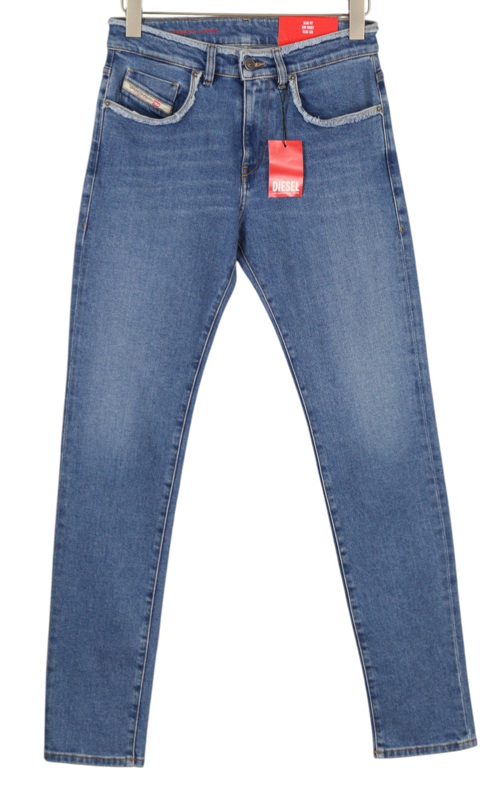 DIESEL 2019 D-Strukt-Sp 09E19 Men Jeans W28/L32 Blue Faded Washed Slim Fit Zip