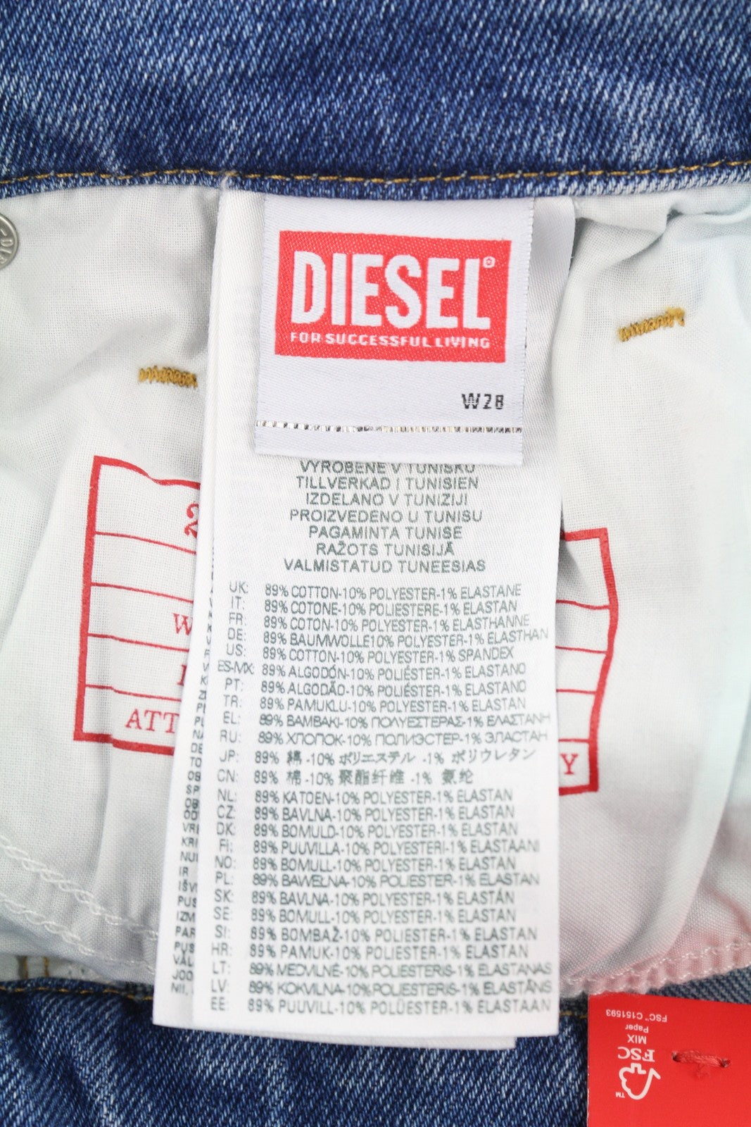 DIESEL 2019 D-Strukt-Sp 09E19 Men Jeans W28/L32 Blue Faded Washed Slim Fit Zip