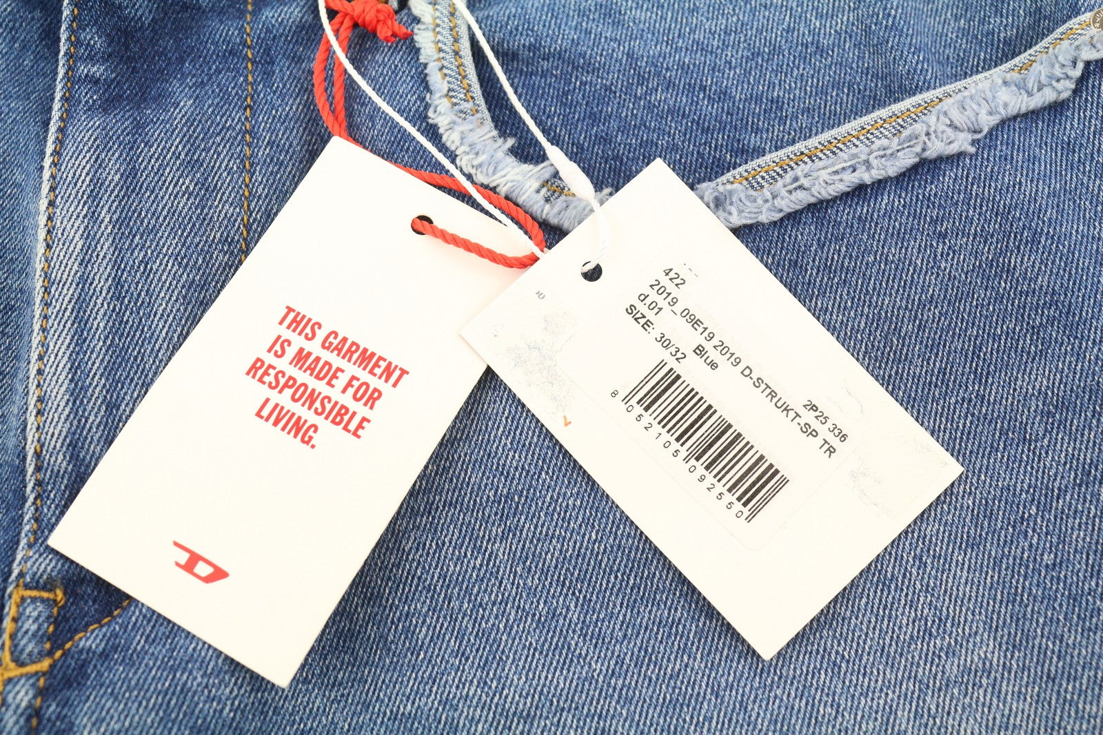 DIESEL 2019 D-Strukt-Sp 09E19 Men Jeans W30/L32 Blue Faded Washed Slim Fit Zip