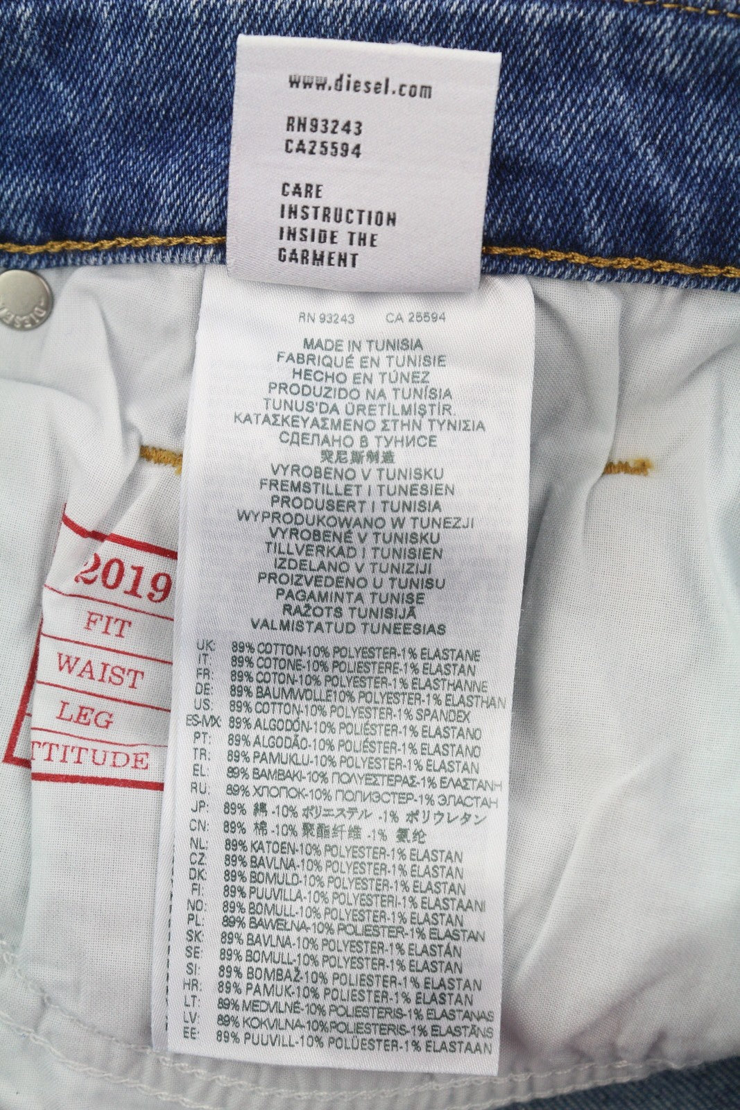 DIESEL 2019 D-Strukt-Sp 09E19 Men Jeans W30/L32 Blue Faded Washed Slim Fit Zip