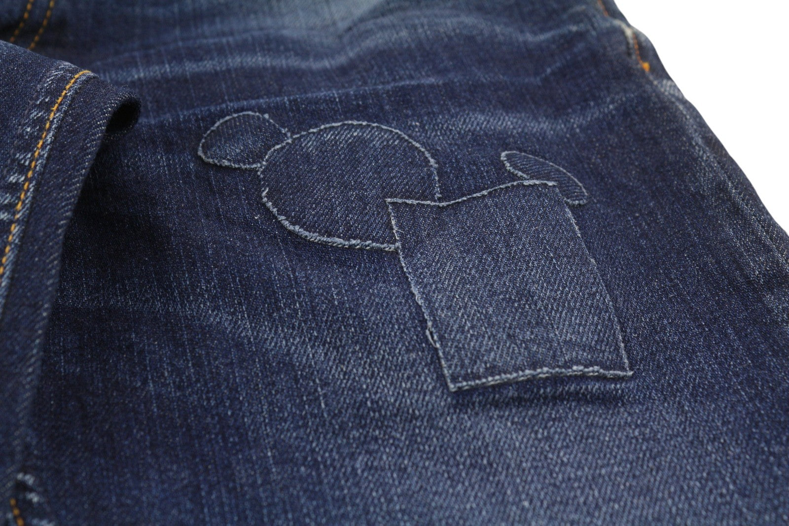 NUDIE JEANS Tilted Tor Men Jeans W29/L32 Patch Mended Button Slim Fit Faded Blue