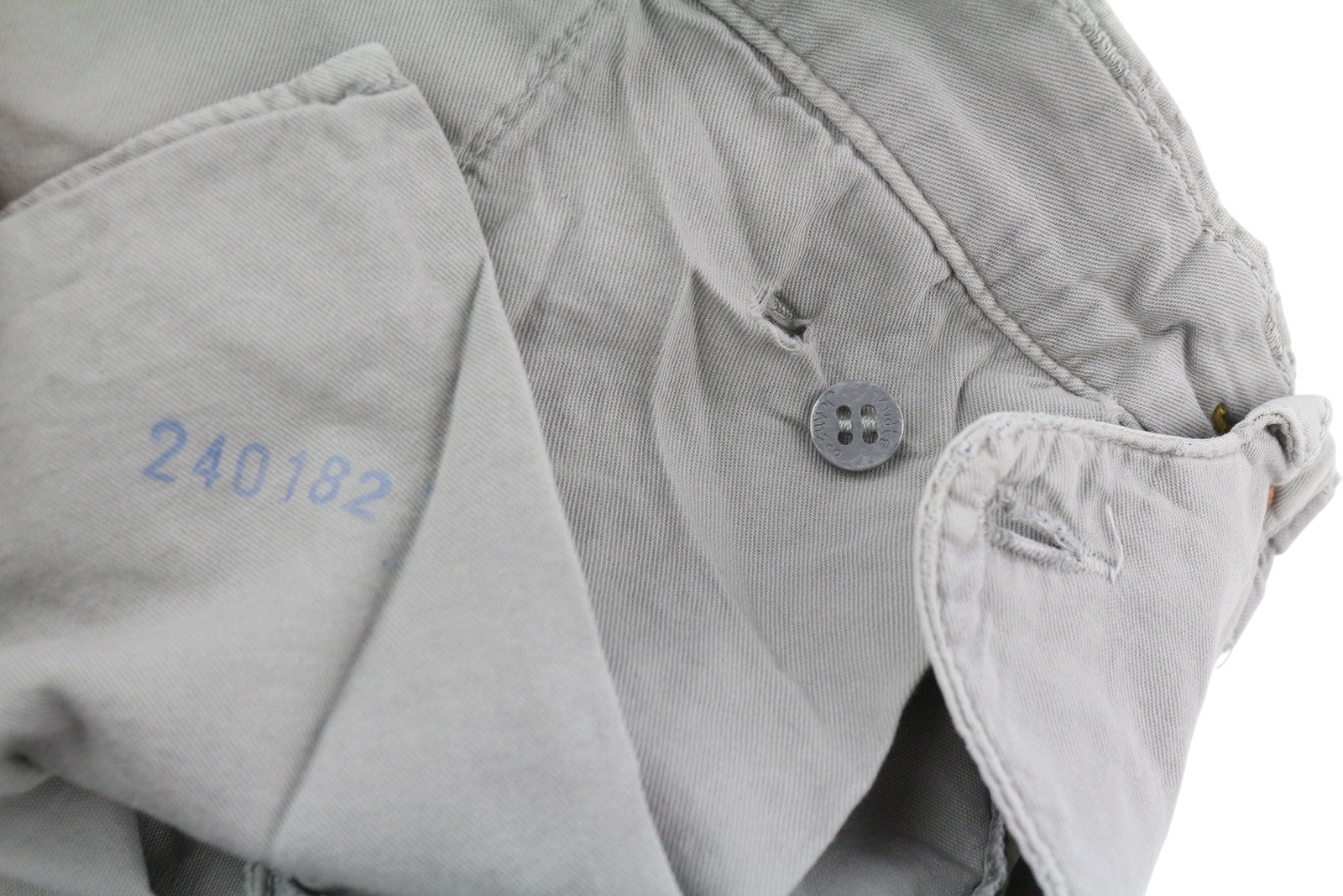 NUDIE JEANS Khaki Regular Men Trousers W32/L34 Organic Moon Dust Distress Casual