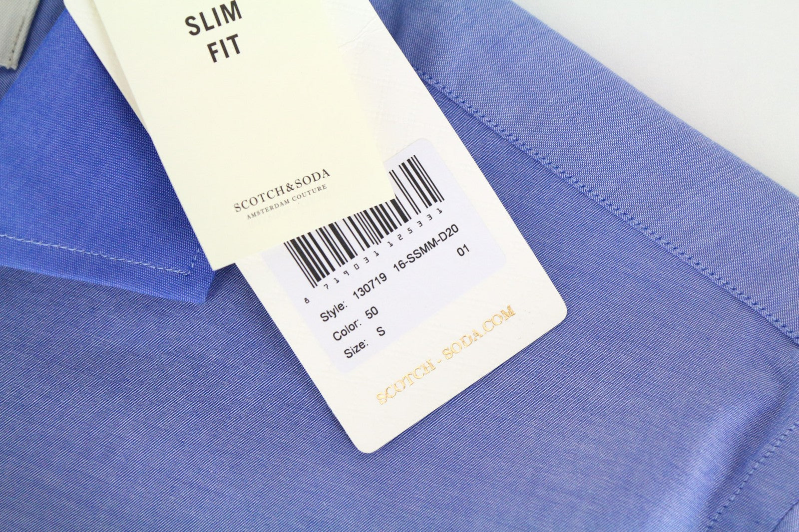 SCOTCH & SODA Men's S Light Blue Slim Fit Melange Pure Cotton Dress Shirt