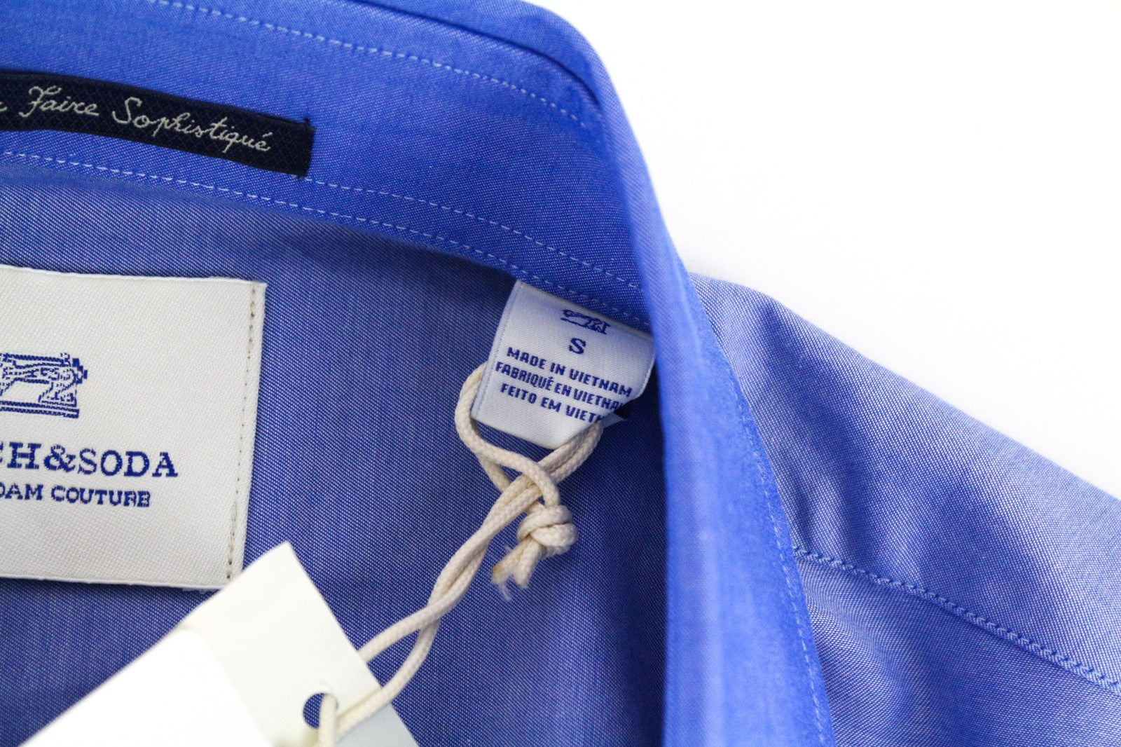 SCOTCH & SODA Men's S Light Blue Slim Fit Melange Pure Cotton Dress Shirt