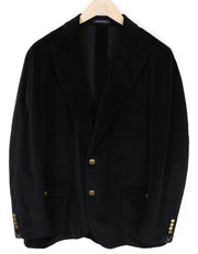 SUITSUPPLY La Spalla Men's UK48R Black Cotton Stretch Unlined Velvet Blazer