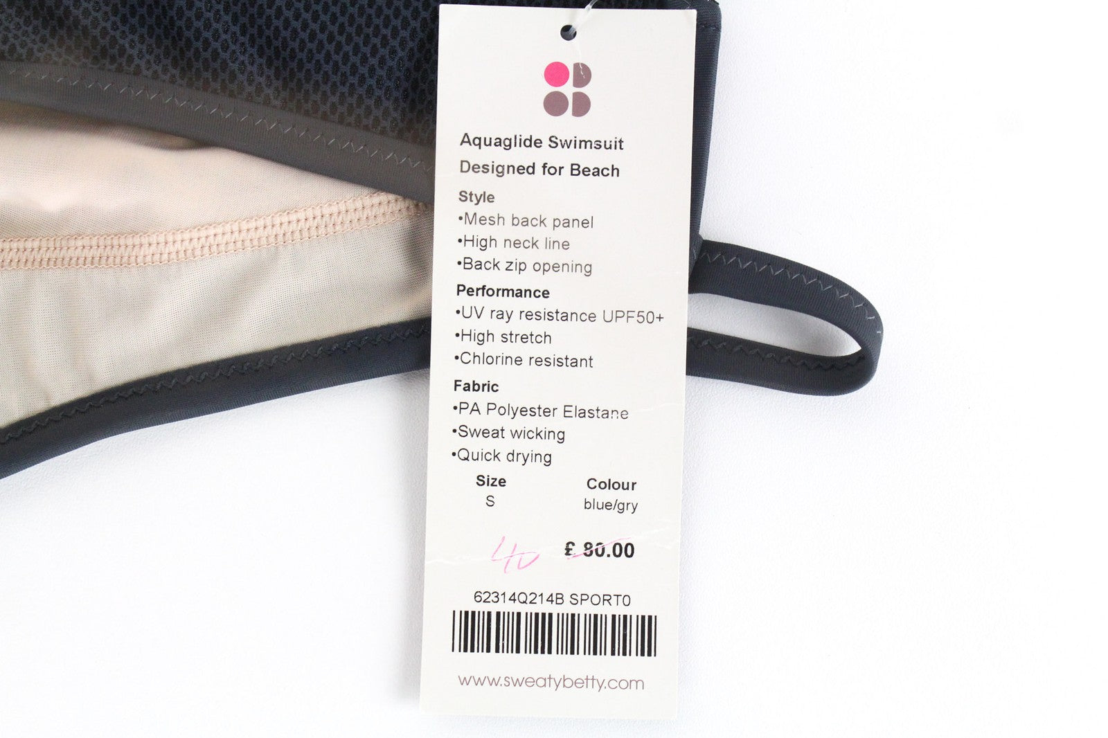 SWEATY BETTY Aquaglide Women S Blue Print Quick Dry One-Piece Swimwear