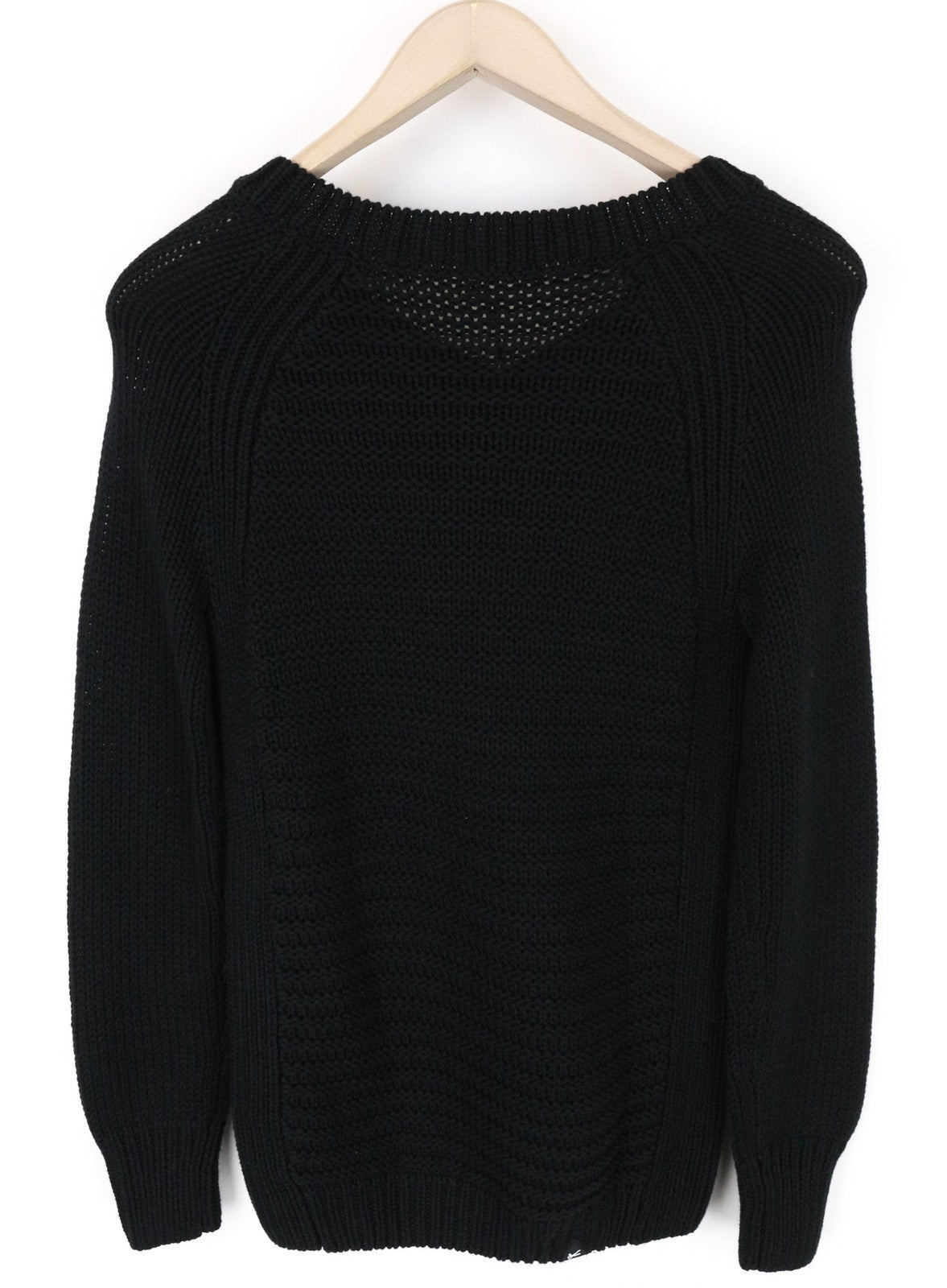 DENHAM Modu Women's XS Black Pure Cotton Knit Long Sleeve V-Neck Sweatshirt