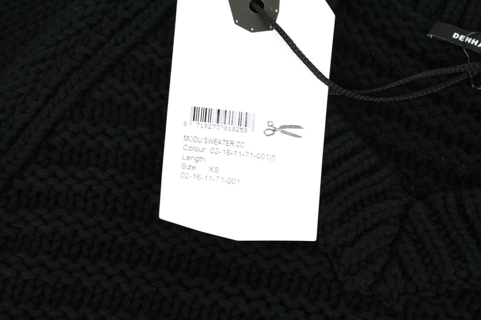 DENHAM Modu Women's XS Black Pure Cotton Knit Long Sleeve V-Neck Sweatshirt