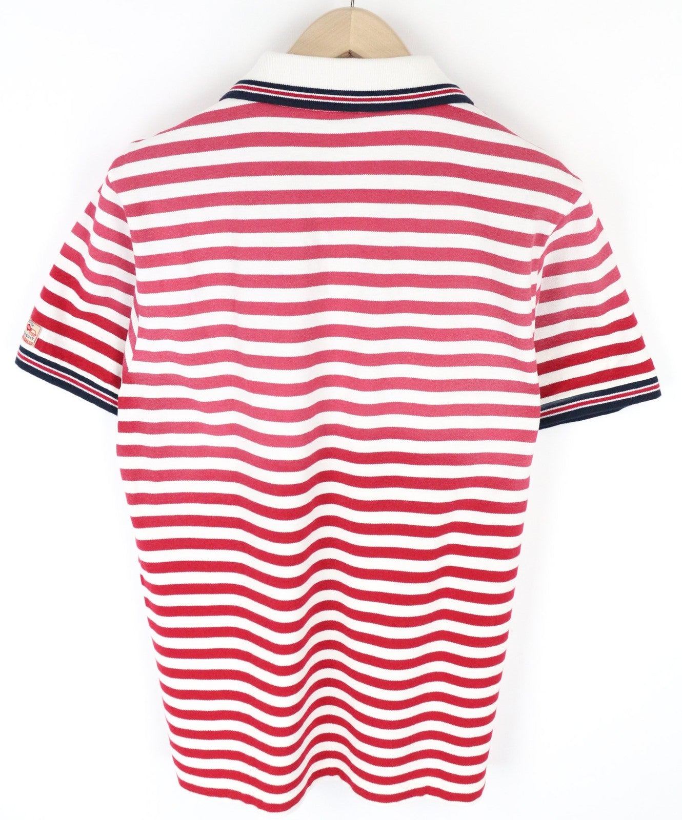 SCOTCH & SODA Men's M Red Polo Collar Striped Patch Pure Cotton Jersey Top