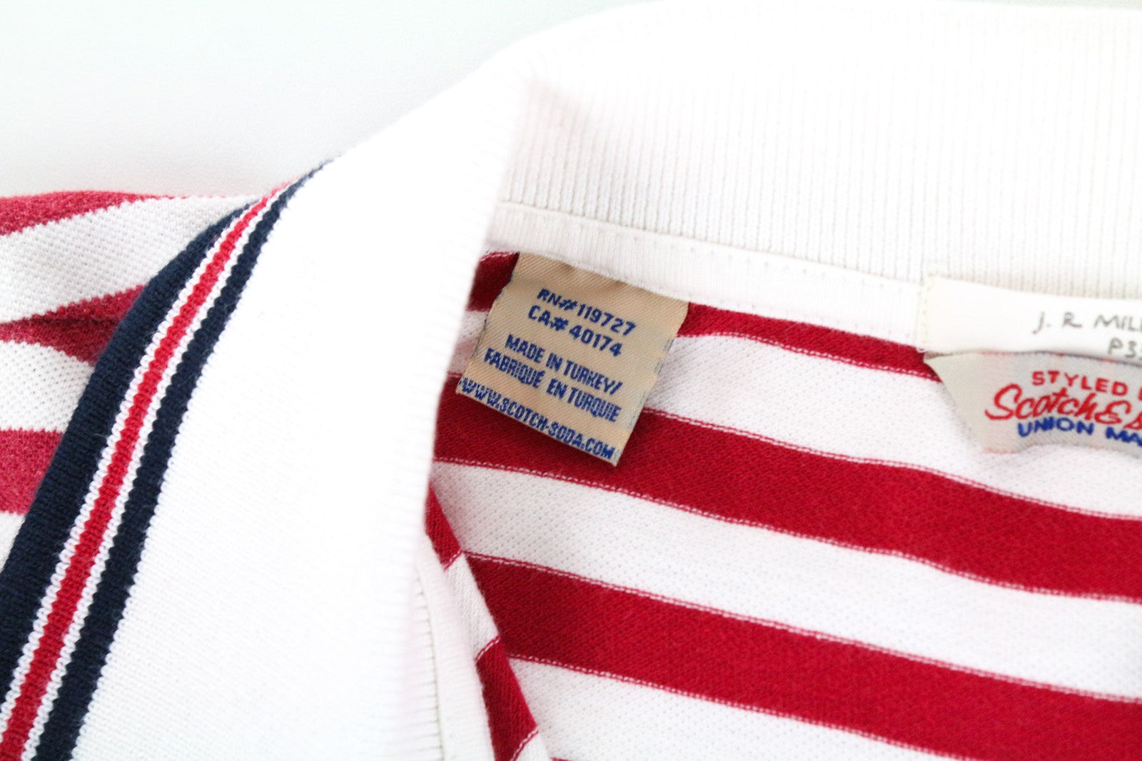 SCOTCH & SODA Men's M Red Polo Collar Striped Patch Pure Cotton Jersey Top