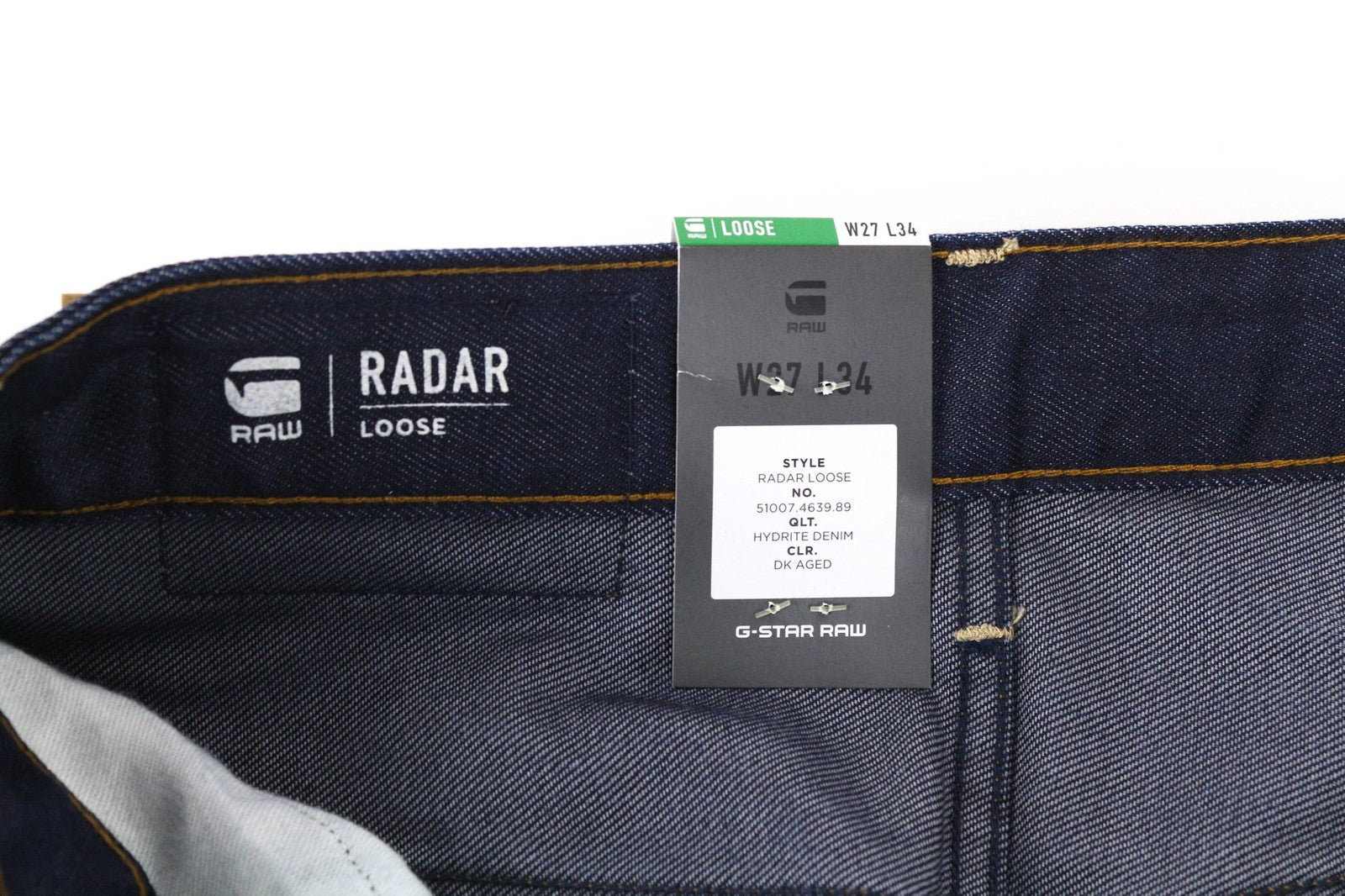 G-STAR Radar Men's W27/L34 Dark Aged Blue Loose Hydrite Non-Stretch Jeans