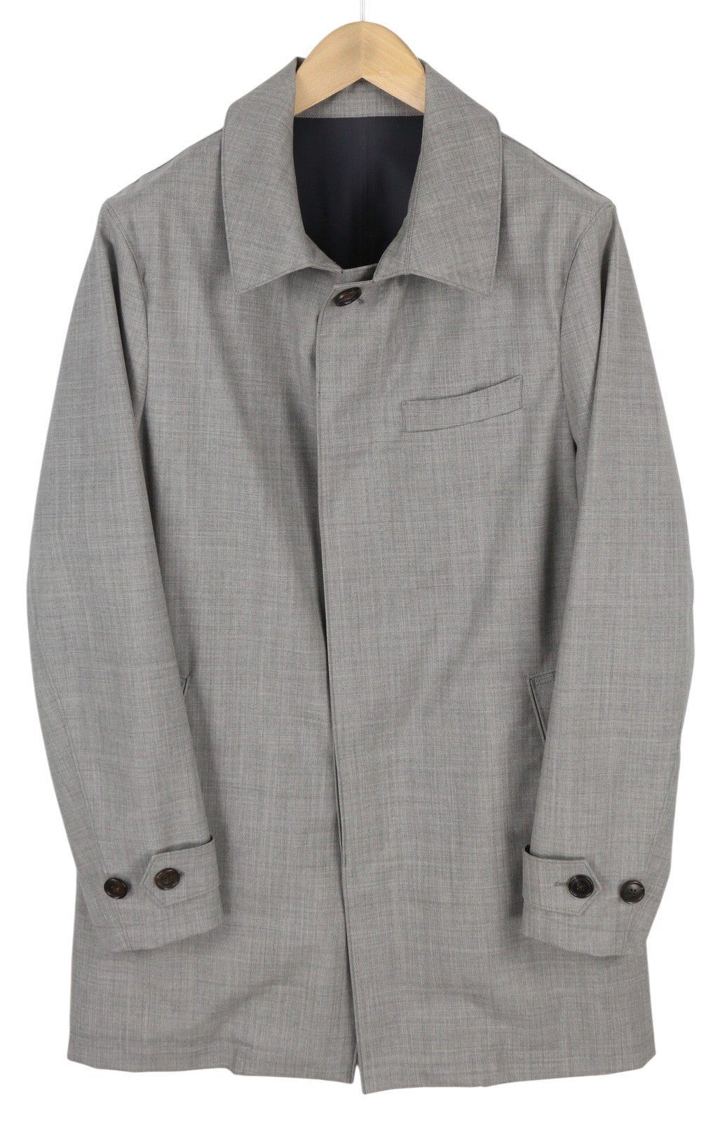 SUITSUPPLY Rivington Men Raincoat UK40R Grey Melange Water Repellent RRP€349