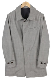 SUITSUPPLY Rivington Men Raincoat UK40R Grey Melange Water Repellent RRP€349