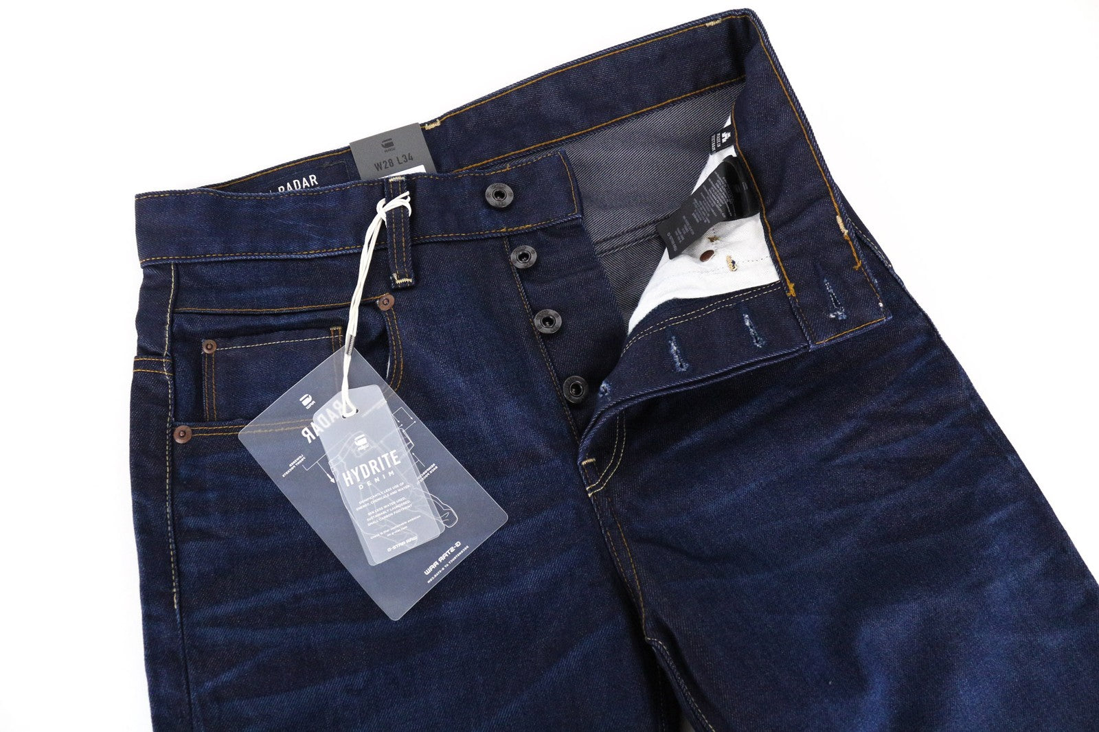 G-STAR Radar Men's W28/L34 Dark Blue Loose Cut Non-Stretch Button-Fly Jeans