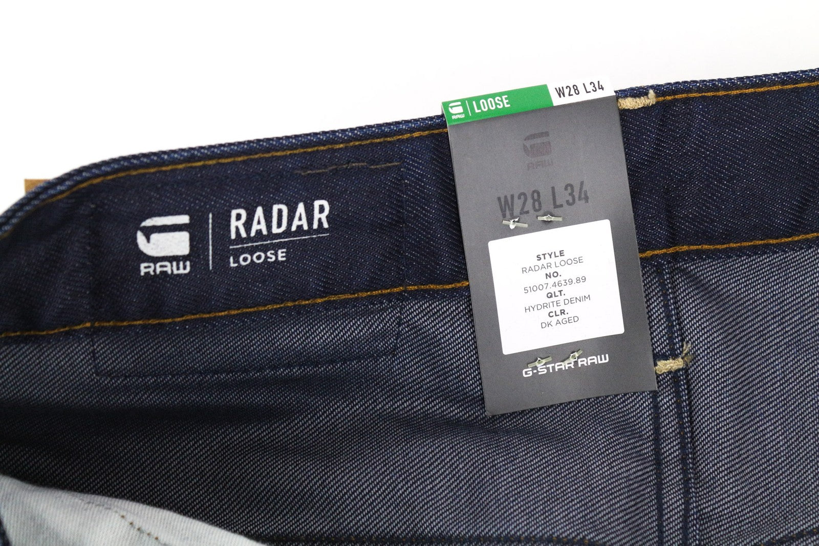 G-STAR Radar Men's W28/L34 Dark Blue Loose Cut Non-Stretch Button-Fly Jeans