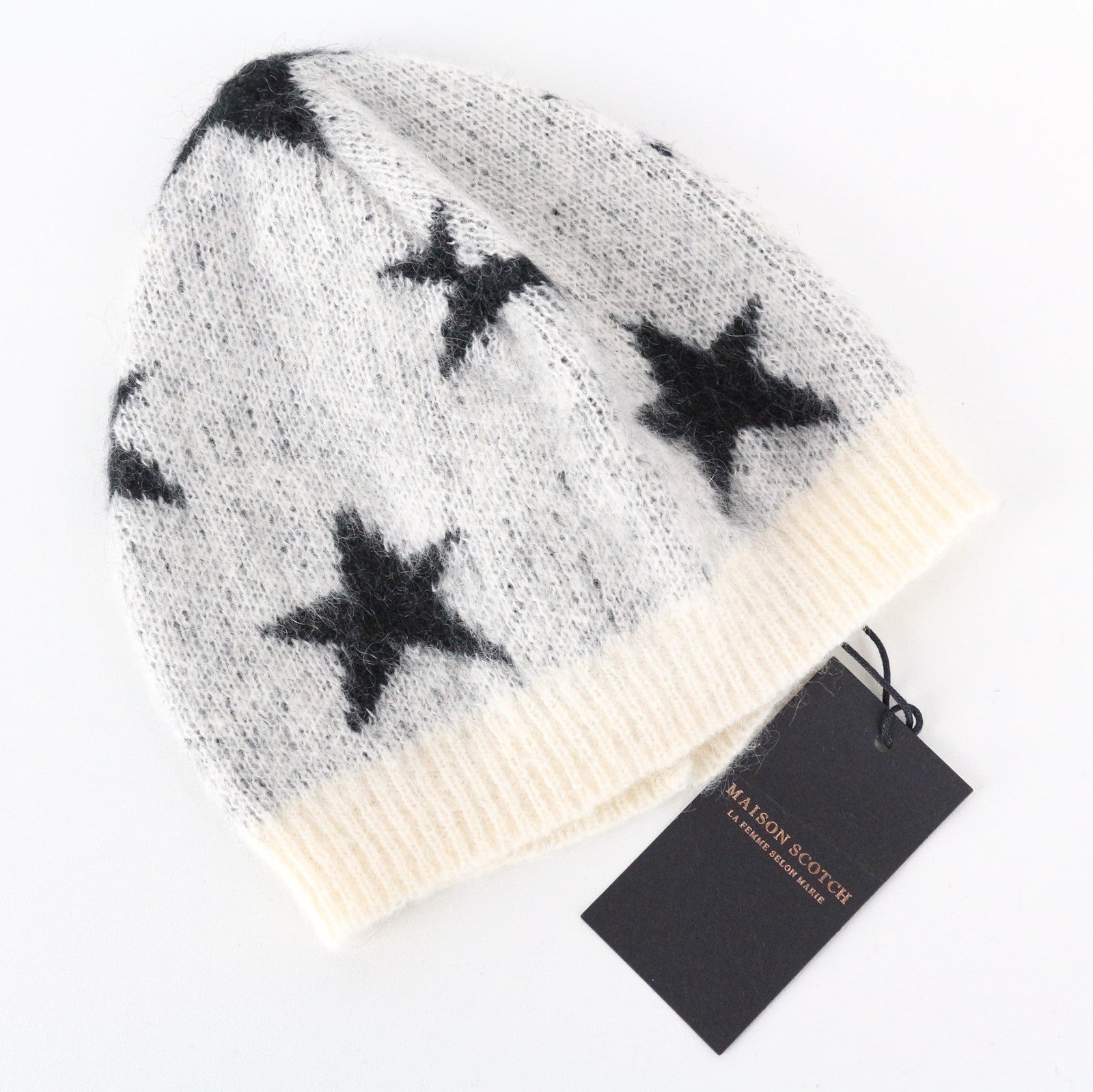 MAISON SCOTCH Women's OS Light Grey Woven Stars 2-Pack Mohair Blend Beanies