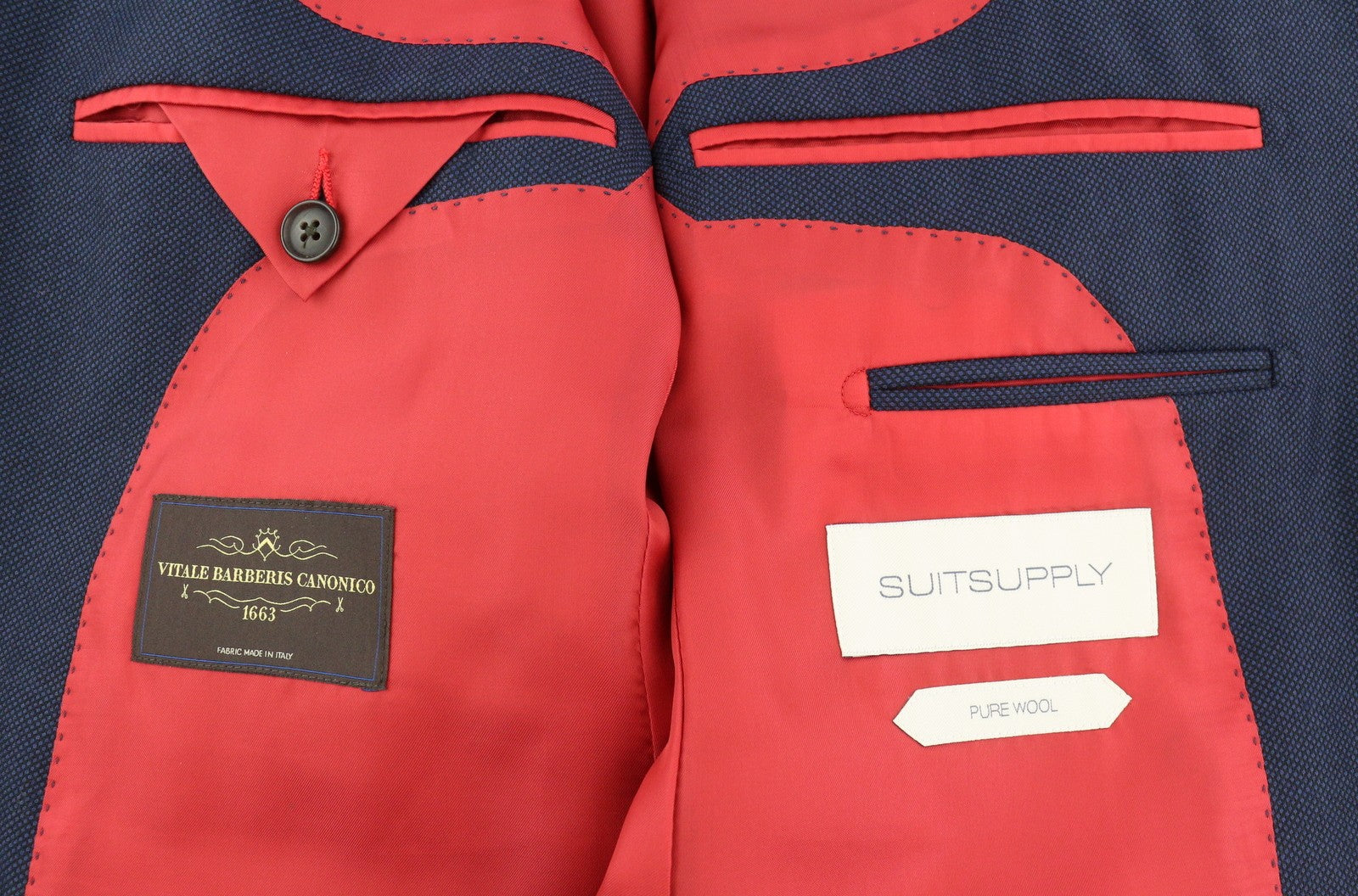 SUITSUPPLY Sienna Ticket Pocket Men Suit UK40R Dark Blue Patterned Wool 2in1