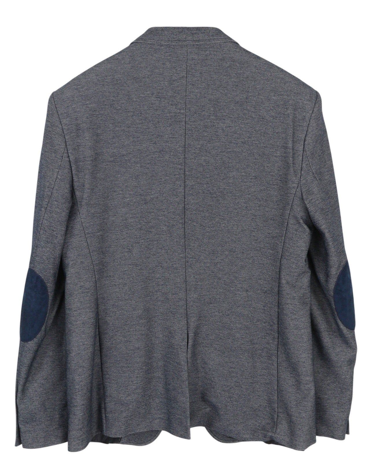 WEAVER Men Blazer 54 Blue Patterned Elbow Patches Notch Lapel Single-Breasted