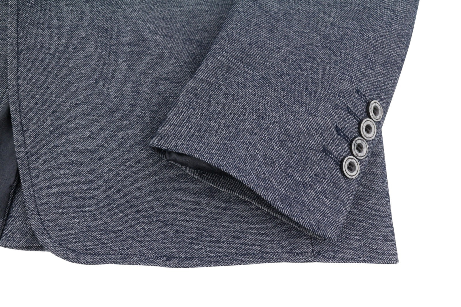 WEAVER Men Blazer 54 Blue Patterned Elbow Patches Notch Lapel Single-Breasted