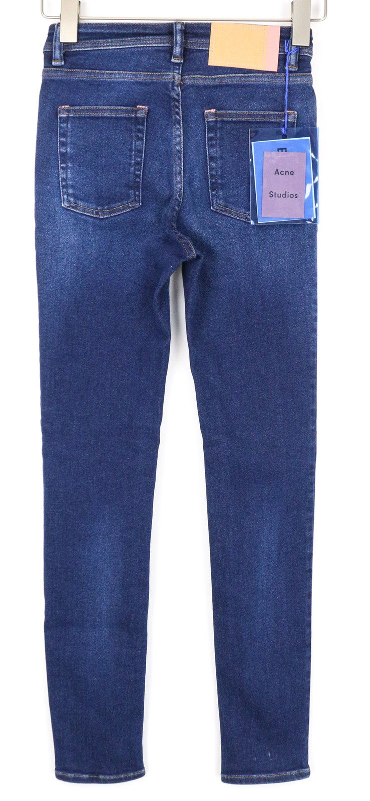 ACNE STUDIOS Peg Women's W24/L32 Washed Blue Skinny Cotton Stretch Fit Jeans