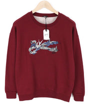 DENHAM Hummingbird Women's XS Red Pure Cotton Long Sleeve Pullover Logo Top