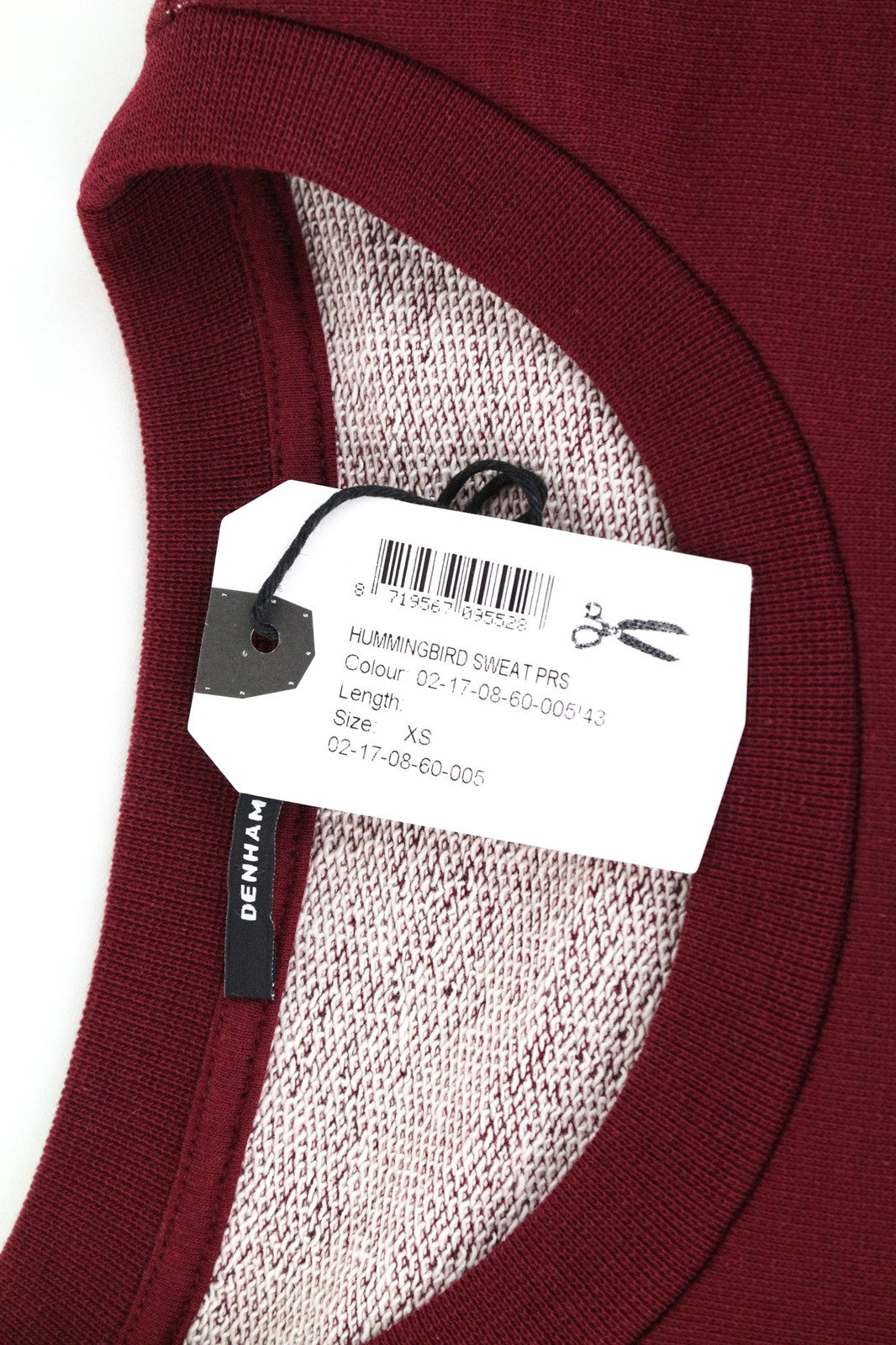 DENHAM Hummingbird Women's XS Red Pure Cotton Long Sleeve Pullover Logo Top