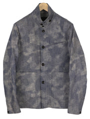 G-STAR Bronson Men Blazer M Blue Camouflage Patterned Buttoned Unlined Logo