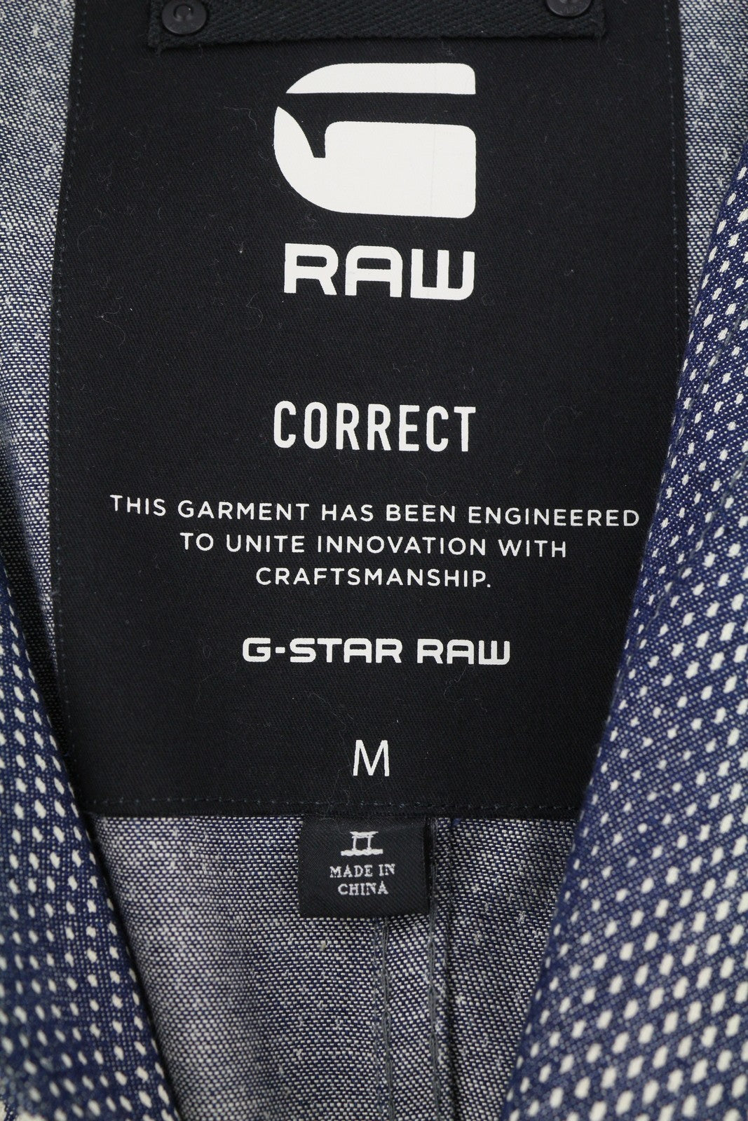 G-STAR Bronson Men Blazer M Blue Camouflage Patterned Buttoned Unlined Logo