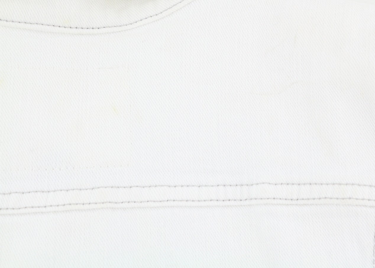 R13 Kelsey Shirring Denim Women Jacket M Ibrooke White Shoulder Pads RRP€999