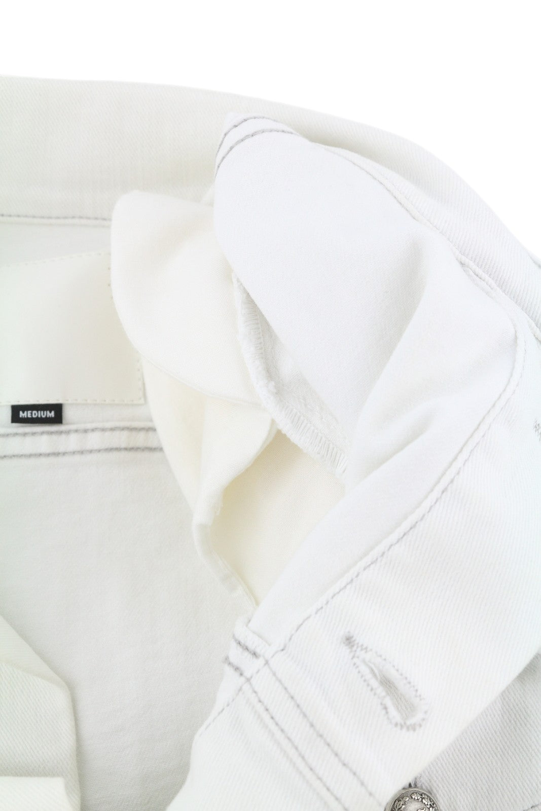 R13 Kelsey Shirring Denim Women Jacket M Ibrooke White Shoulder Pads RRP€999