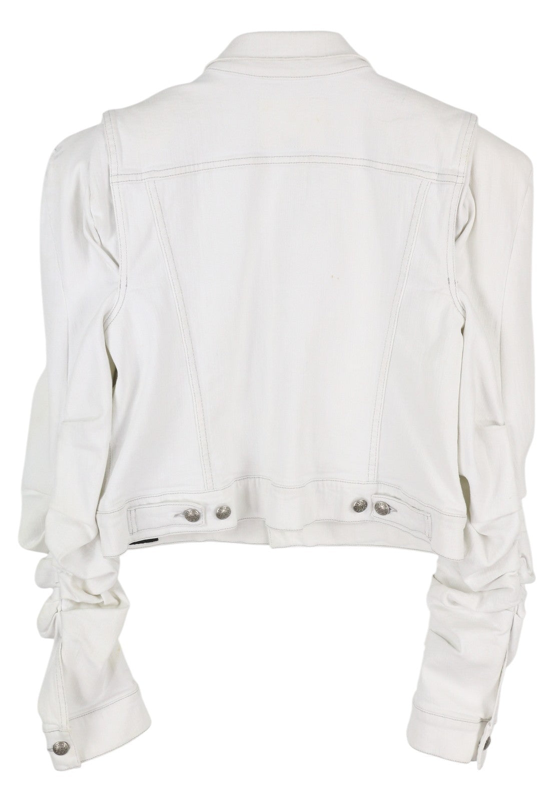 R13 Kelsey Shirring Denim Women Jacket M Ibrooke White Shoulder Pads RRP€999